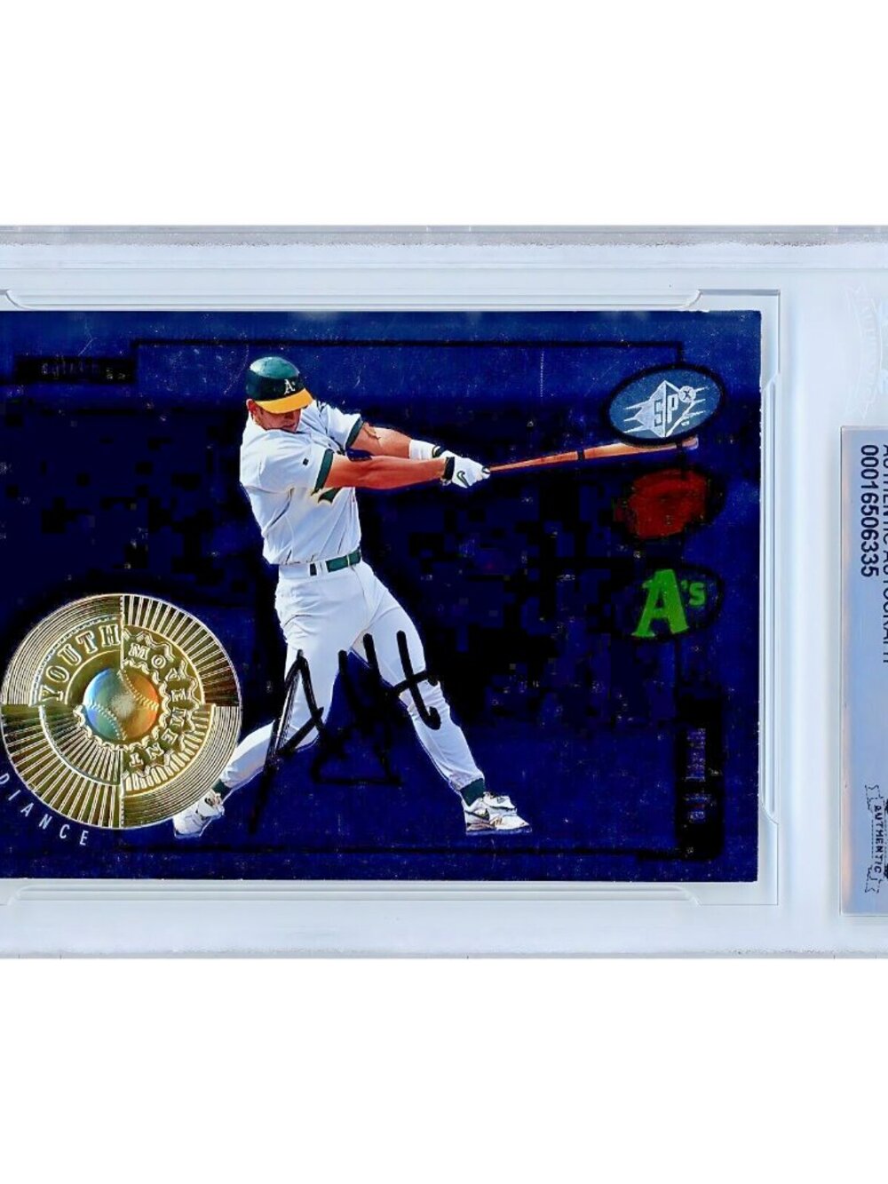 AJ Hinch Signed 1998 SPx Finite #195 A’s Baseball Card BAS Slabbed /2500 Auto
